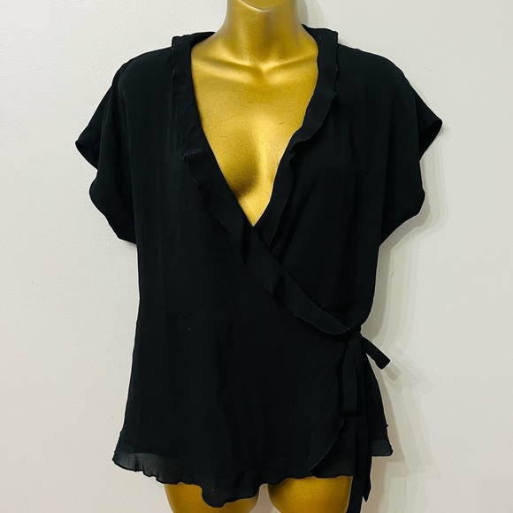 Zara Elegant Black Wrap Top - Picture 1 of 5
